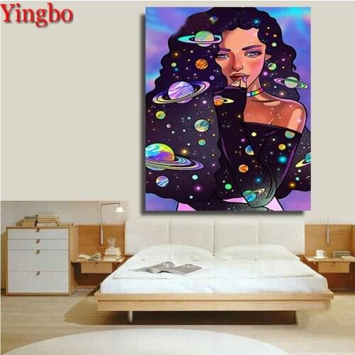 5D Diamond Painting Abstract planet graffiti girl Full Diamond Embroidery Rhinestone Decoration Needlework DIY Mosaic Sticker