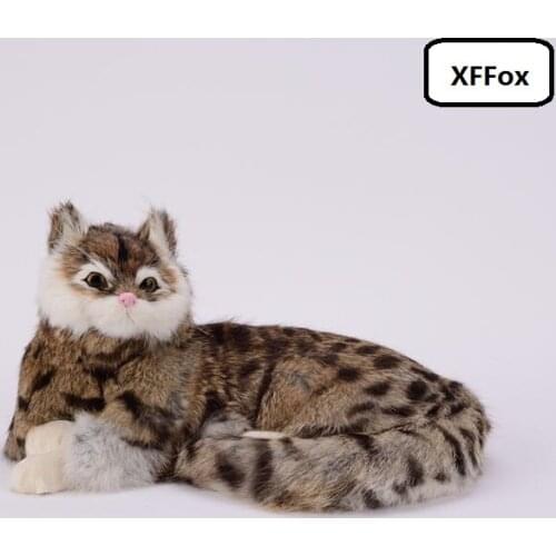 Big new simulation lying cat model polyethylene&furs brown natural colour cat doll gift about 30x16x21cm xf1411