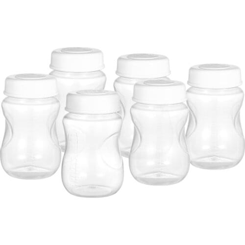 3/6/8PCS Breastmilk Bottles with Leakproof Lid Wide Neck 180ml/ 6.1oz Non-slip Breast Milk Storage Bottle for Home Work Travel
