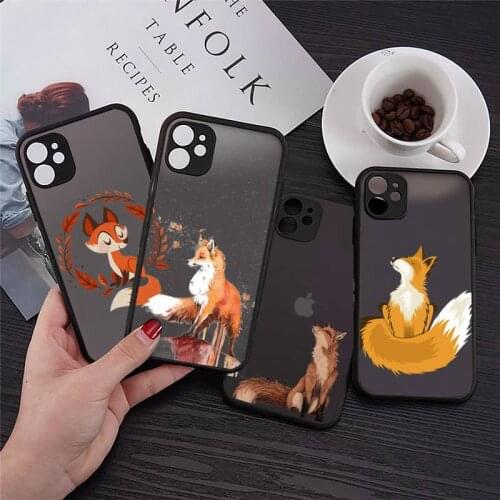 Phone Case For iPhone 12 11 Mini Pro XR XS Max 7 8 Plus X cartoon fox Matte transparent cover