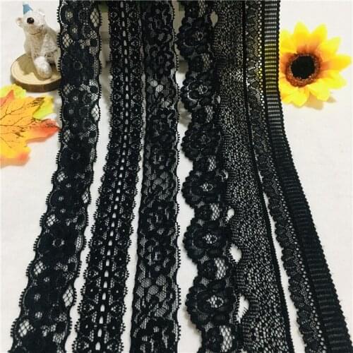 Black Series 2.5-3.5cm lace inner hem DIY Stretch Fabric