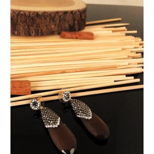 Dr stone natural stone handmade with Cats Eye stone gold plated Earrings KTD 439799463