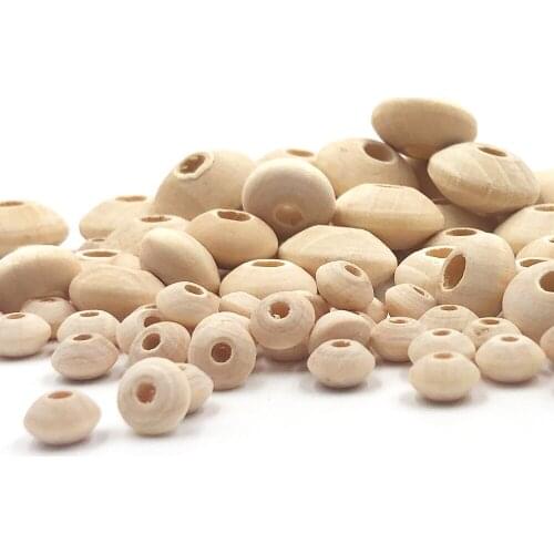 Wooden Flat Round Beads Loose Spacer Charms Eco-Friendly Natural Color Wood Beads for DIY Crafts Jewelry Making