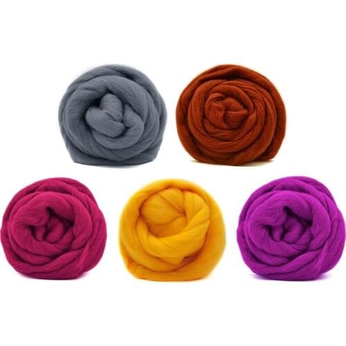 50g (10gx5 Colors) Felt Wool 19 Microns Superfine Merino Wool Sheep Wool Felting Wool for Wool Felting Kit