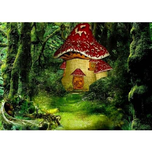 Mushroom House Forest Photography Backdrop for Photograph Accessories Party Children Kids Photographic Background Photo Booth