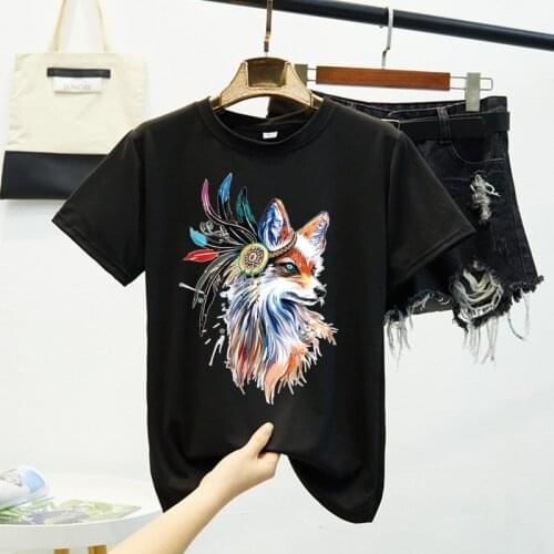 Printing Creative Color Fox Women Oversize Tee Shirt Femme 8 Colors Short Sleeve Summer Shirt Women Colorful Funny T-shirt Women