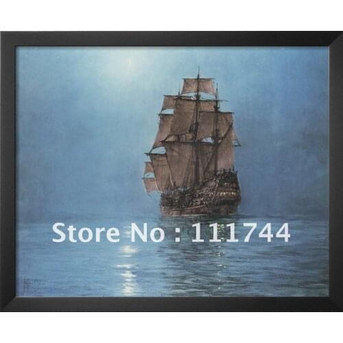 Sailboat oil painting Seascape 100%hand painted Wall Art Crescent Moon by Montague Dawson High quality free shipping