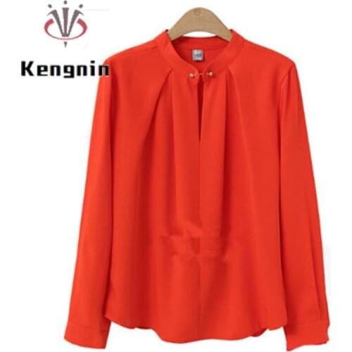 Блузки с воротником стойка Kengnin China At AliExpress
