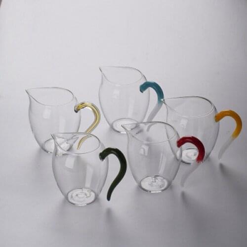 Creative glass fair cup glass thickened heat-resistant color handle public cup tea separator tea set Liquor Divider