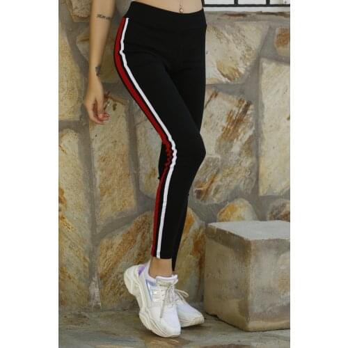 So Stripe Leggings Siyahkırmızı - 0240.432