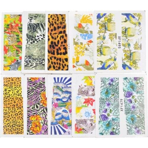 50 Sheets Mixed Styles Watermark Leopard Animal Etc Stickers Nail Art Water Transfer Tips Decals Beauty Temporary Tattoos Tools
