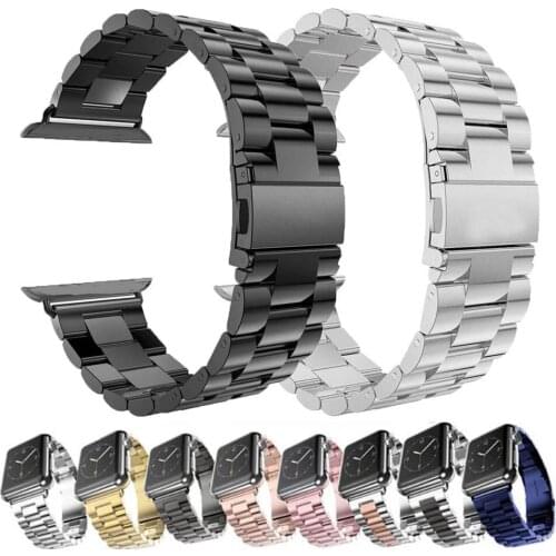 Stainless Steel Strap For Apple Watch Band 38mm 42mm 5 4 3 Watch Strap 40mm 44mm Bracelet Sport Metal WatchBand For IWatch 3 2 1
