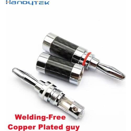 100pcs/lot New High Quality Welding-Free 4MM Banana Plug Copper Plated guy Speaker Plug 4MM Audio Fever music Connectors plugs