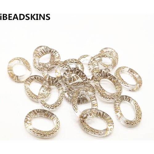 New arrival! 29x22mm 280pcs clear with gold stripe oval-shape beads for Earrings accessories parts,hand Made Jewelry DIY