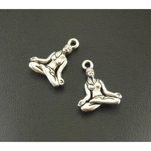 8pcs Silver Color Metal Yoga Lady Charm 16x20mm Bracelet Necklace Jewelry Making Handmade DIY A879