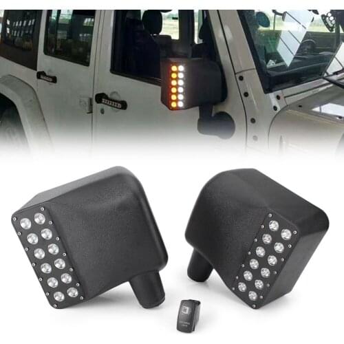 LED Side Mirror w/White & Amber Turn Signal Light for 2007-2017 Jeep Wrangler Automobile Spare Parts Accessories
