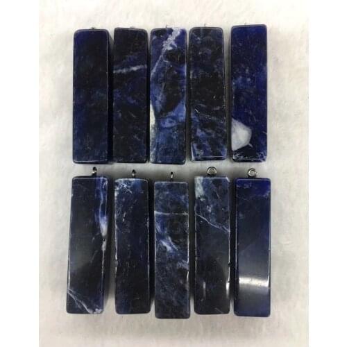 Wholesale Price 10pcs/Pack Natural Sodalite Stone Bead Pendant,17x60mm Square Tubes Pendant for Jewelry Necklace DIY