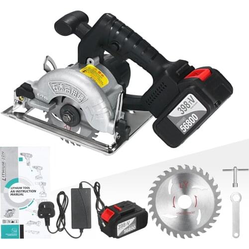 21V Cordless Circular Saw 6500RPM Battery Fast Charger 45 Degree Adjustable Bevel Cutting with 110mm 30T Blades Circular Saw
