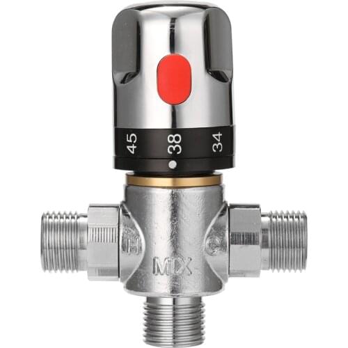 Bathroom Adjustable Thermostatic Mixer Valve Brass Water Mixer Hot/Cold Water Mixing Temperature Control Valve