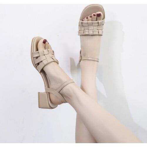 Sandals women 2021 new summer small fresh wild thick with summer with lady college students word with Roman shoes