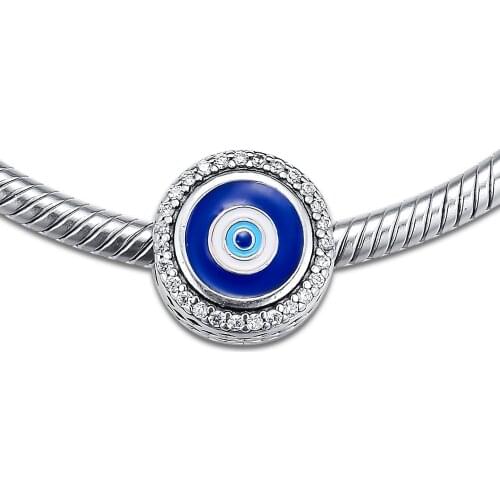 Evil Eye Silver Dangle charms 925 Sterling Silver jewelry bead Fit Bracelet pendant necklace for Women DIY Memnon Jewellery Gift