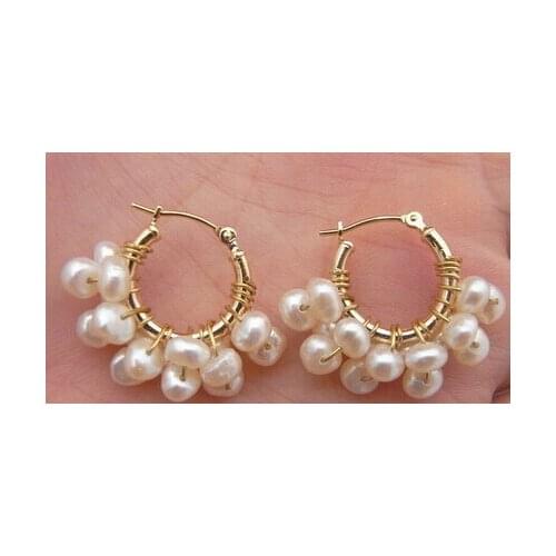4MM White Pearl Earrings Lovely Fine Nobility Ladys Womens Earrings 18inch real Women Fine for lady jewelry