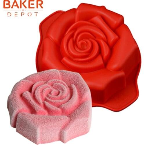 BAKER DEPOT Rose Silicone Small Cake Mold Pudding bread Cake pastry Baking mould handmade soap tool DIY Valentine birthday