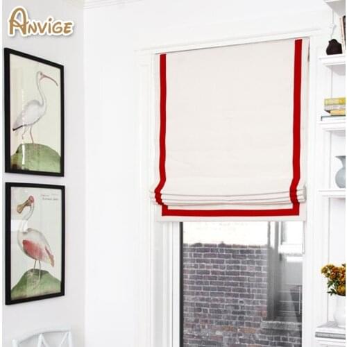Anvige Modern Striped Style Roman Shades ,Easy Install Washable Curtains ,Customized Window Curtain Drape