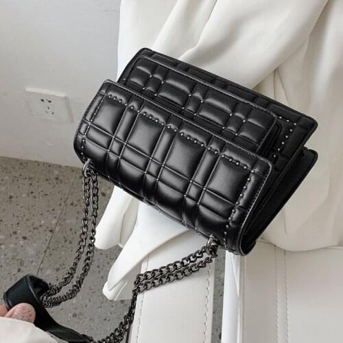 Rivet Flap Crossbody bag 2020 Fashion New High quality PU Leather Womens Designer Handbag Vintage Chain Shoulder Messenger Bag