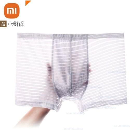 Xiaomi 3pcs Ice Silk Seamless Mens Boxer Pants Mesh Translucent Sexy Underwear Thin Comfortable Breathable Underpants Men Panty