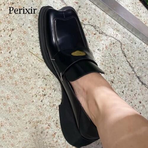Perixir Design Women Mary Janes Pumps Platform British Retro Style Duckbill Toe Footwear 2021 New Spring Autumn Ladies Shoes