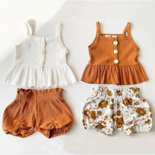 US 2Pcs Kids Baby Girl Clothes Sleeveless Tops Dress Flower Shorts Pants Outfit
