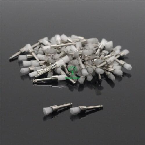 High Quality Dentist Items 60Pcs Prophy Brush White Nylon Tapper Polishing Brush