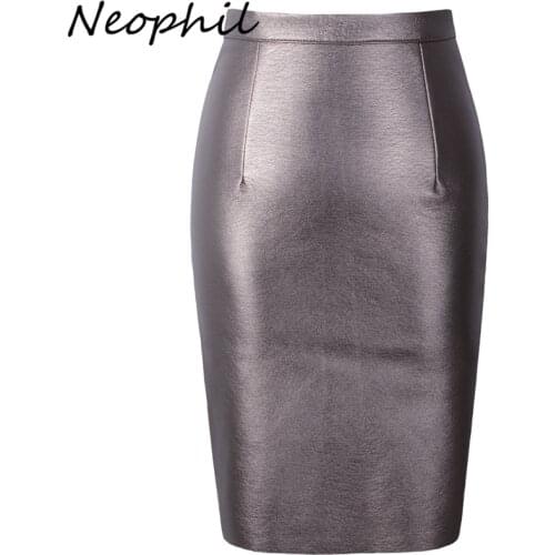 Neophil 2020 Winter Sexy Faux Fur Leather Pu High Waist Midi Women Pencil Skirts XXL Office Bodycon Short Girls Tutu Saia S08019
