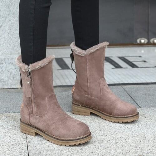 Womens Snow Boots 2021 New Arrival Warm Real Fur Plush Insole Women Shoes for Winter Low Heel Comfortable Big Size 43