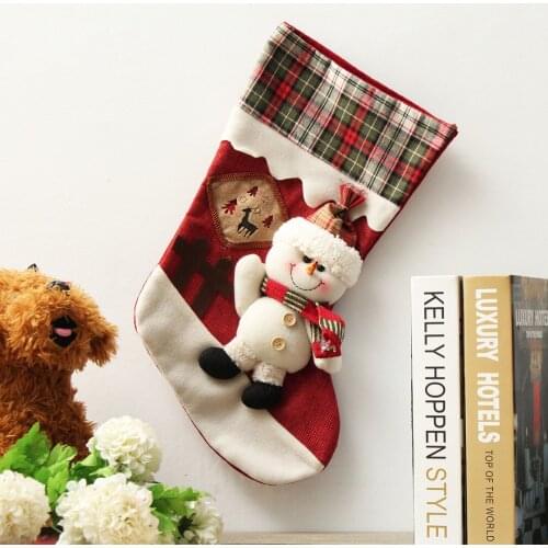 1 X 3D Personalised Embroidered Christmas Santa Snowman Candy Stocking Gift Bag