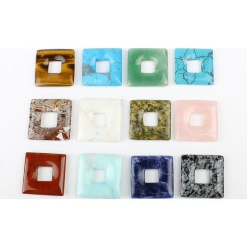 2pcs / bag natural stone 28 * 5mm square center hole color pendant star jewelry making DIY necklace earring jewelry accessories