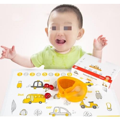 20pcs Cartoon Disposable Baby Placemat Food Grade Infant Waterproof Sticky Individuales Dining Table Mat Portable tableware Pad