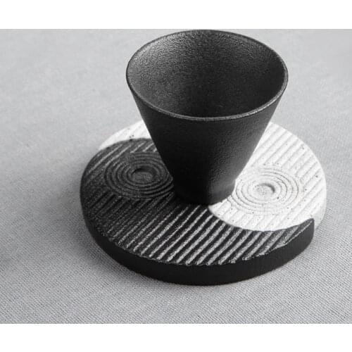 3D Silicone Concrete Molds Gossip Tai Chi Creative Cement Retro Coaster Moulds Handmade Home Decorative Tool