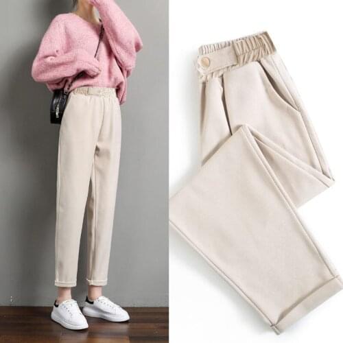 Women Pants Autumn Winter Cotton Womens Loose Straight Casual Pants High Waist Pantalones De Mujer