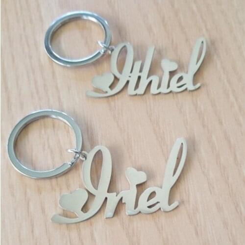 Custom Sculpture Name Keychains Personalized Monogram Initial Key Chain With Name Engraved Letter For Women Men Jewelry Gifts