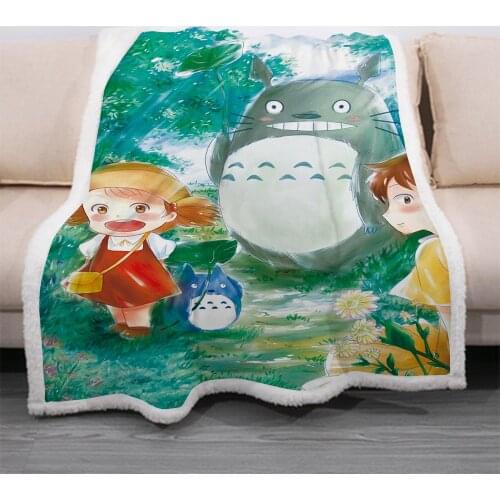 Anime My Neighbor Totoro Kids 3D Blanket Fleece Cartoon Art Print Children Warm Bed Throw Blanket newborn bayby Blanket 03