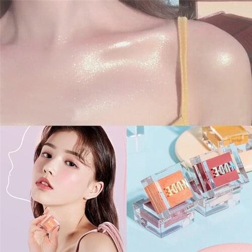 Double Color Highlighter Makeup Palette Brighten Shimmer Ice Mousse Blushes Illuminator Face Body Shine Cream