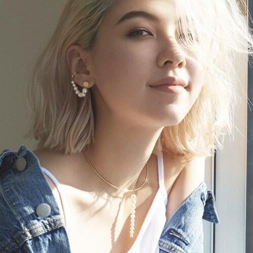 GSOLD Large Small Artificial Pearl Hoop Earring Imitation Pearl Ear Cuff Metal Ear Bone Clip Women Fashion Party Sweet Jewelry