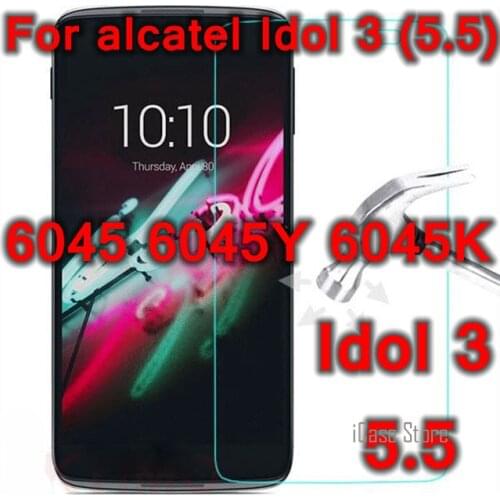 IDol 3 5.5 Cases 9H 0.26mm Water-Proof Tempered Glass For Alcatel One Touch Idol 3 5.5" 6045 Screen Protector Film Case