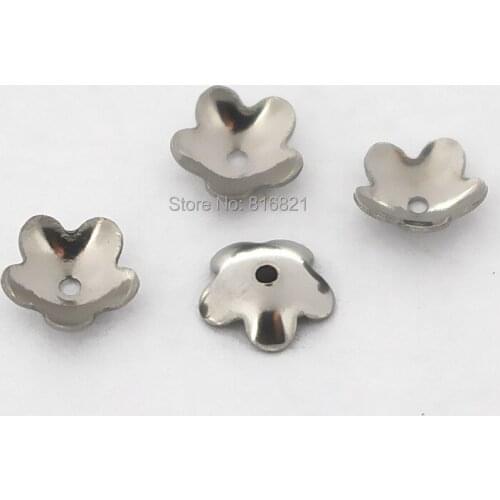 6mm Stainless Steel Flower Bead Caps Connectors Silver tone 5 Petals Spacer Beads DIY Finding Stuff Wholesale