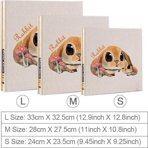 Rabbit Mother And Baby Photo Albums Book Linen Hardcover Magnetic Scrapbook Burlap Cover Self Adhesive Diy Memory Albums Cartoon