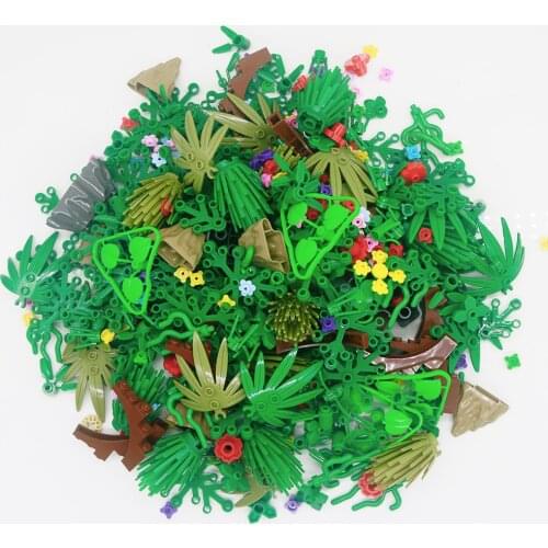 MOC Bricks Tree Green Bush Plants Accessory Parts DIY Building Blocks Flower Grass Garden Compatible Building Blocks Accessories