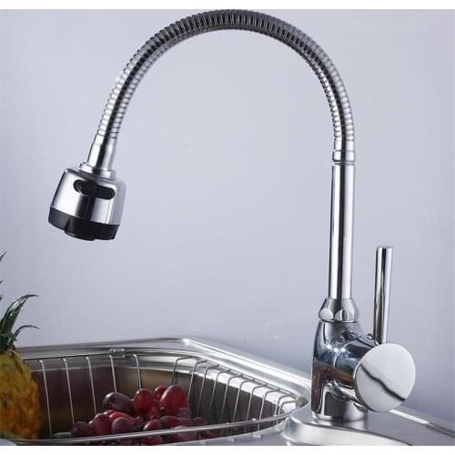 Kitchen Faucets Brass Kitchen Sink Mixer Tap Hot & Cold Single Handle Rotating Water Crane Mixer Faucet Chrome Bath Basin Faucet