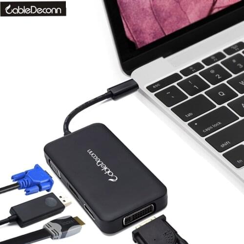 CableDeconn USB C Type-c Thunderbolt 3 to DisplayPort DP 4K HDMI 4K VGA DVI 1080P Multiport Cable Adapter for Macbook Dell XPS